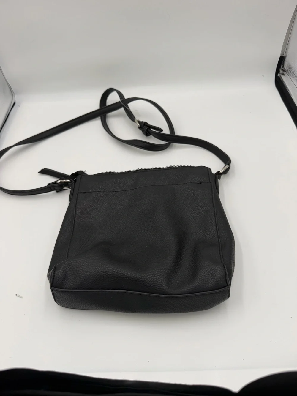 Jones New York Signature Black Pebbled Faux‎ Leather Crossbody Purse